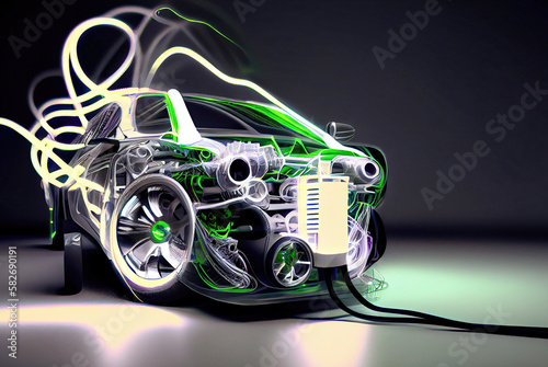 Electric vehicle concept background illustration made with generative AI © Iryna