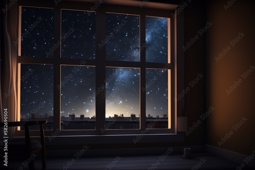 Naklejka premium A window with a look of the milkyway, generative AI