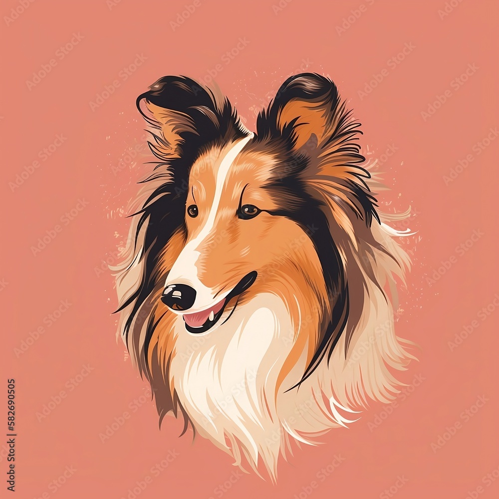Fototapeta premium illustration of a Rough Collie, Ai Generated 