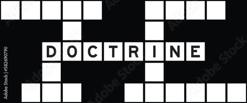 Alphabet letter in word doctirne on crossword puzzle background