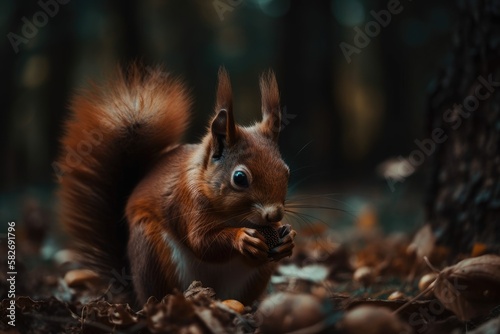 Squirrel eating is so adorable. Generative AI © AkuAku