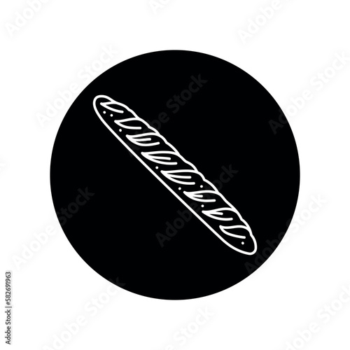 French baguette black line icon. Bakery.