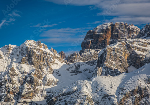Famous Italian Alps Brenta Dolomites, snow on the slopes of the Alps Madonna di Campiglio, Pinzolo, Italy Fototapet