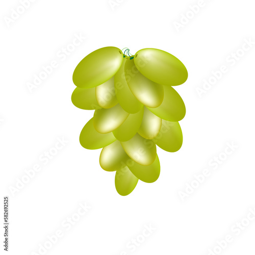 bunch of green grapes isolated at White background