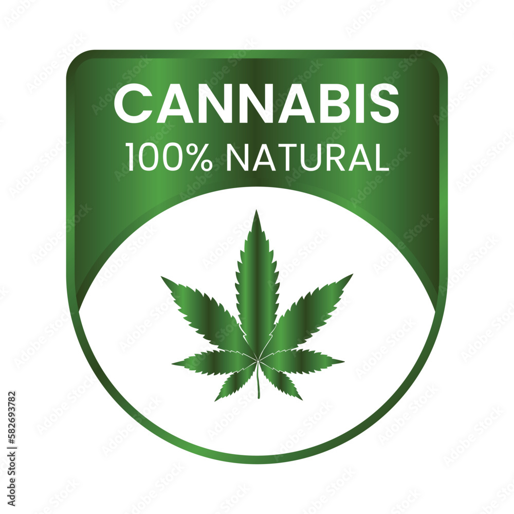 Medical Cannabis 100 Percent Natural Badge, Label, Seal, Hemp Oil Label, CBD Label, Vintage, Health Badge Vector Illustration
