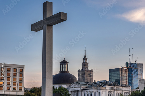 Cross on Pilsudski Square in Warsaw, Poland