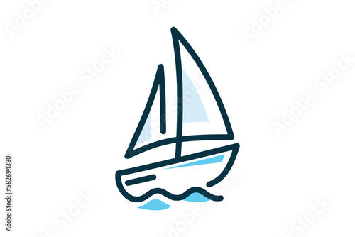 Sailboat dhow sailing boat ship on Sea Ocean logo design template