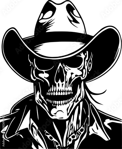 Cowboy skull in a hat Vector Illustration