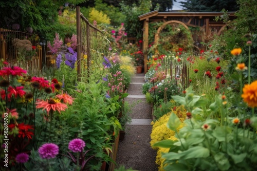 Bunter Garten mit Blumen und Gemüse im Frühling © FB Media Design