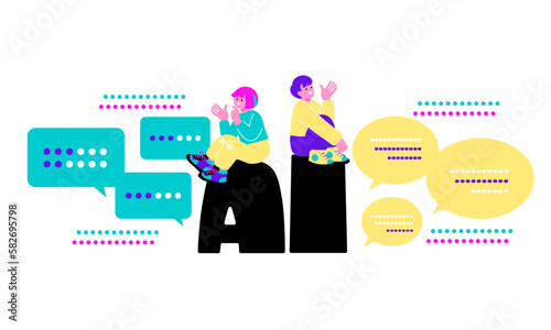 チャット型AIをイメージしたイラスト　
