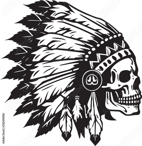 Indian skull Vector illustration, Isolated on the white background