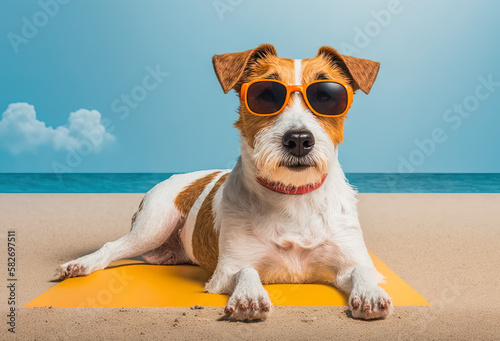 Cute dog jack rassel terrier on the beach © Андрій Єлдинов 