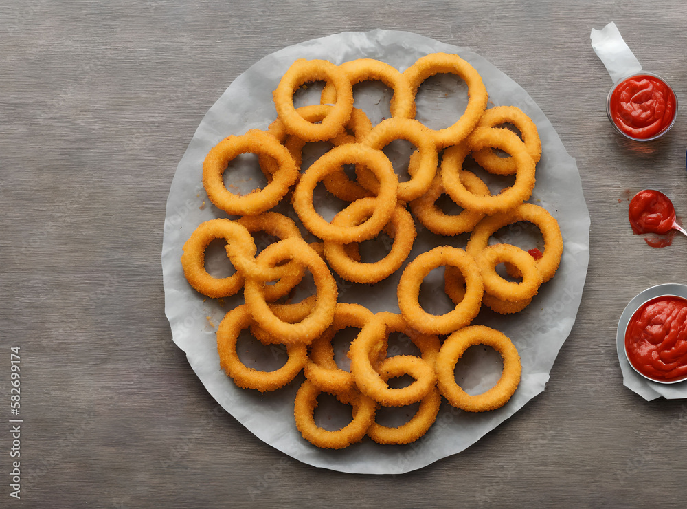 close up of fried onion rings, generative art by A.I. close up of fried onion rings, generative art by A.I.