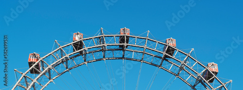Famous Ferris Wheel of Vienna Prater park called Wurstelprater at night, Vienna, photo