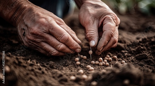 Hands Planting The Seeds Into The Dirt, generative ai