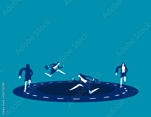 Running on a looping dead end road . BUsiness dead end vector illustration