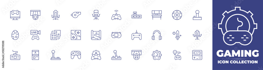 Vecteur Stock Gaming line icon collection. Editable stroke. Vector ...