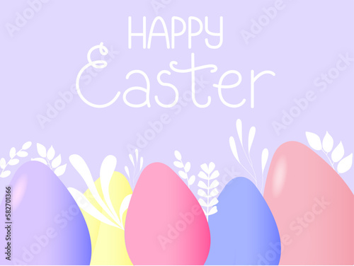 A greeting card with the inscription happy easter. Vector illustration concept.