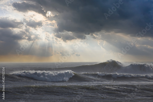 Surfing giant waves in Santa Barbara harbor