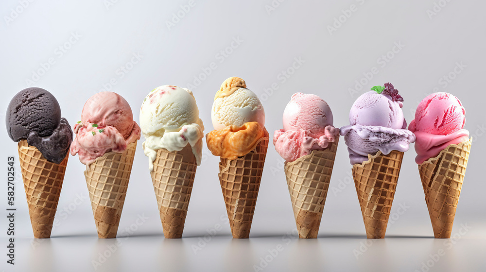 Various ice cream. Generative AI. Various ice cream. Generative AI.