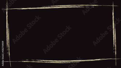 金色のグリッター風ブラシの枠の背景のイラスト