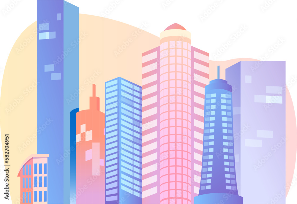 Glass high-rise buildings with a panorama Glass high-rise buildings with a panorama