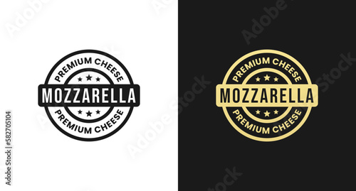 Mozzarella cheese label or Mozzarella cheese stamp vector isolated in flat style. Best Mozzarella cheese sign vector for packaging design element. Mozzarella cheese stamp vector for product packaging 