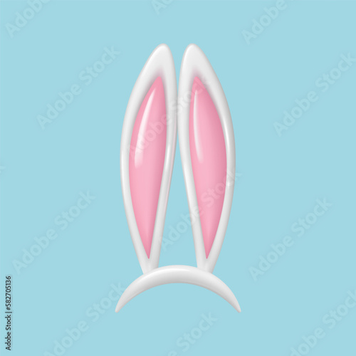 3d Easter bunny ears isolated. Realistic hare ears collection.