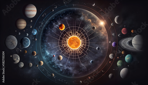 Solar system planets ,space galaxy concept background-AI Generative 