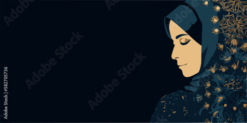 Arab American Heritage Month or Ramadam kareem Blue banner for social media, poster, greeting card. A national holiday celebrated in April in the United States by people of Arab origin
