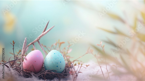  Colorful Easter background illustration with eggs