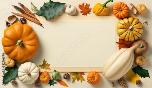 Thanksgiving Holiday - wood table background with copy space for text  Generative ai