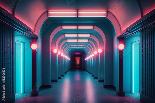 sci-fi corridor room Generative AI
