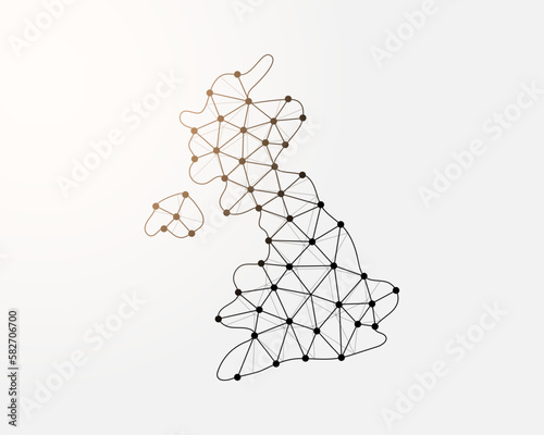 United Kingdom low poly symbol with connected dots. Great Britain design vector illustration. Country map polygonal wireframe illustration