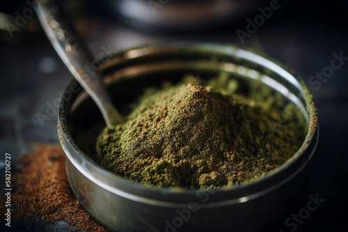 cannabis kief, crushed trichome hash Generative AI photo