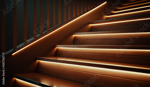 stair with decorative led lighting. Generative AI