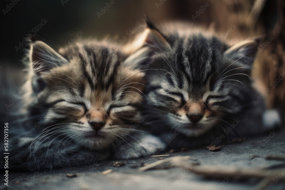 Two snoozing kittens. Generative AI