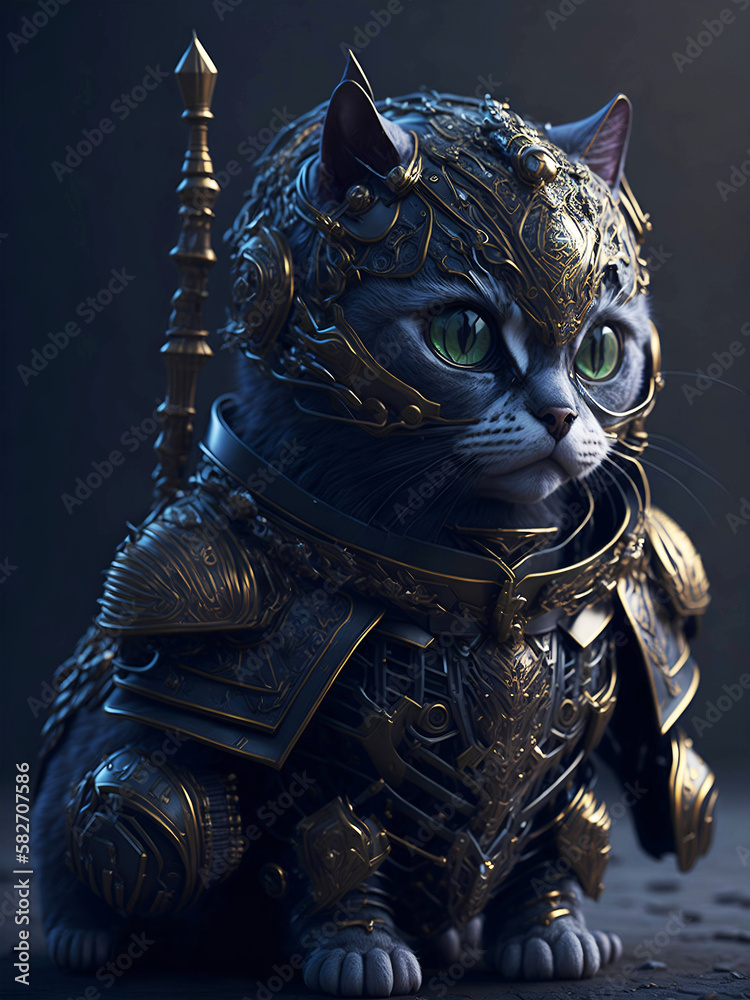 cat with armor ornate, fantasy arts, AI art cat with armor ornate, fantasy arts, AI art