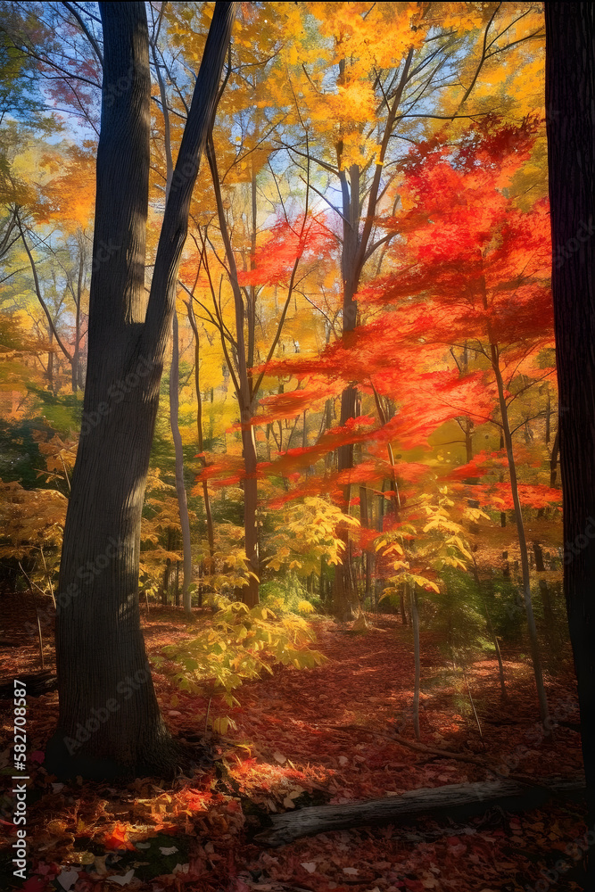 A Picturesque Woodland Scene - AI Generative A Picturesque Woodland Scene - AI Generative
