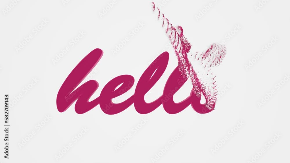 Hello text inscription animation. The greeting is poured out of the sand. 4K video.