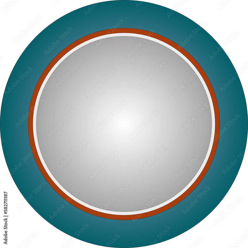 Ilustracja przedstawiająca wielokolorowe koło. Trzy okręgi koloru zielonego, czerwonego i białego otaczają szary środek na którym zastosowano gradient. - obrazy, fototapety, plakaty 