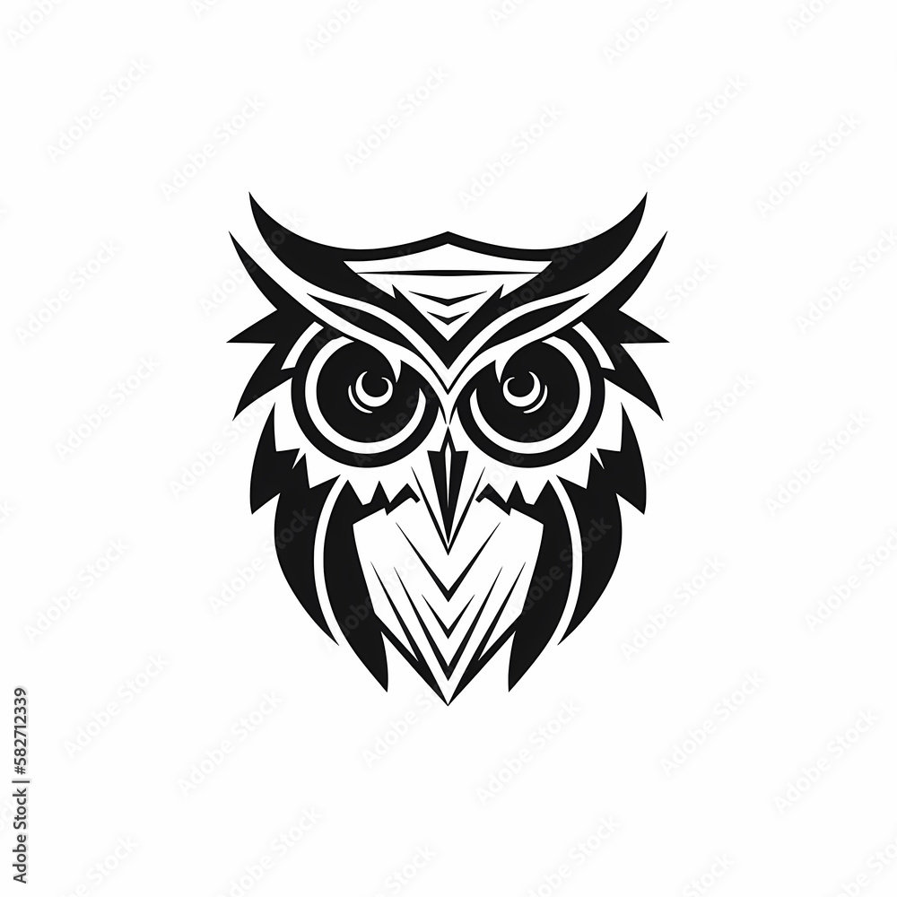 Fototapeta premium Owl Head Tattoo. Generative AI