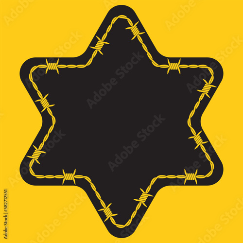Star of David. Abstract barbed wire six-pointed star. Holocaust Remembrance Day. Vector illustration.