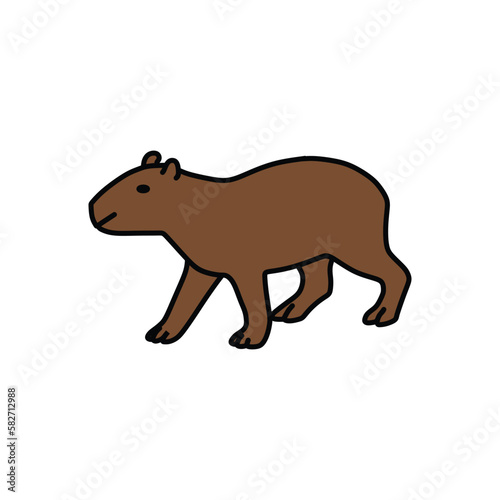 a capybara walking sideways