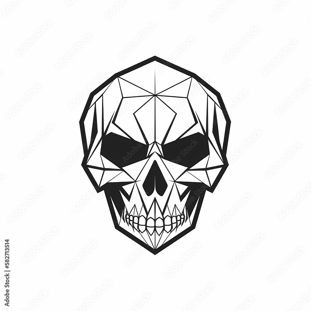 Skull Head Black And White. Generative AI Skull Head Black And White. Generative AI