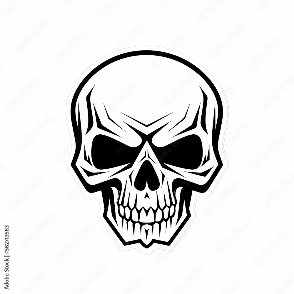 Skull Head Black And White. Generative AI