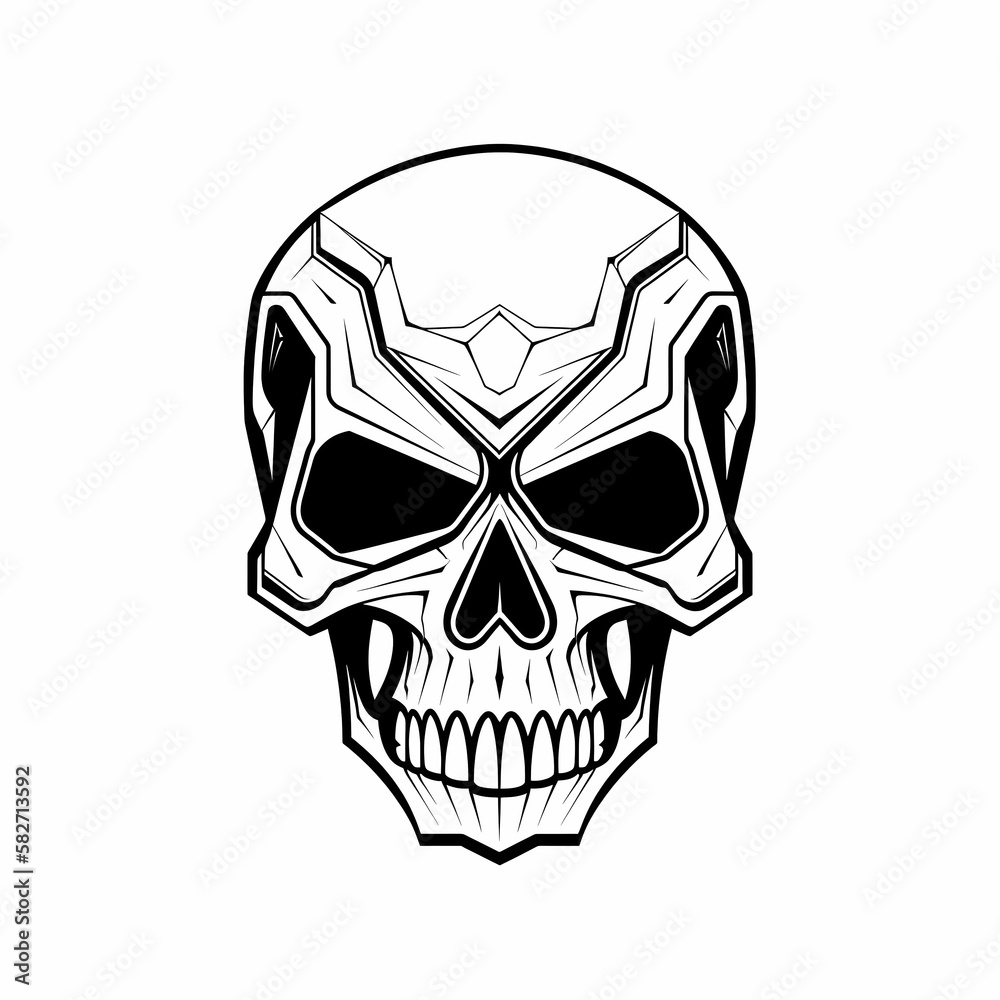 Skull Head Black And White. Generative AI Skull Head Black And White. Generative AI