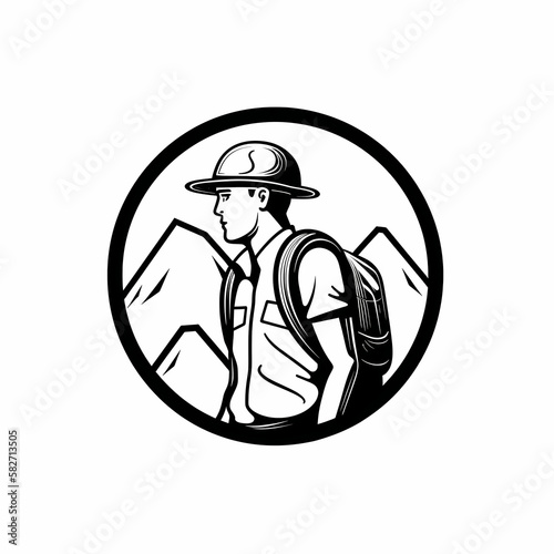 Wallpaper Mural Adventurer Symbol Black and White Isolated AI. Generative AI Torontodigital.ca