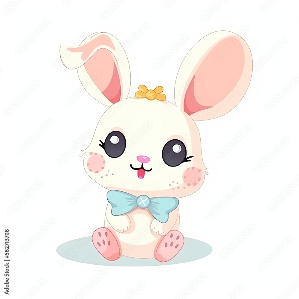 Adorable Easter Bunny cartoon on a white background. Generative AI Adorable Easter Bunny cartoon on a white background. Generative AI