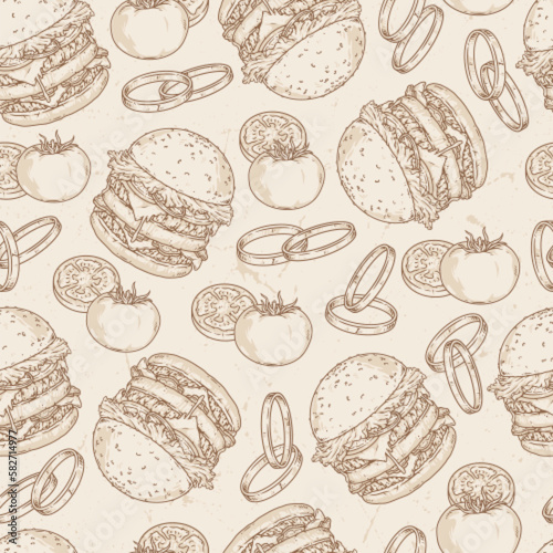 Cheese hamburger pattern seamless monochrome